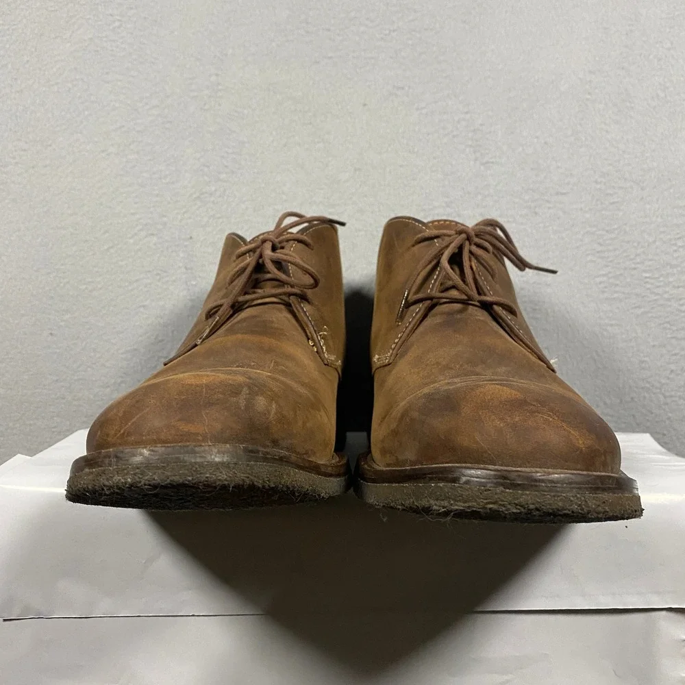 Johnston & Murphy Chukka Boots Mens 9M Brown Oiled Leather 25-1870 Sheepskin